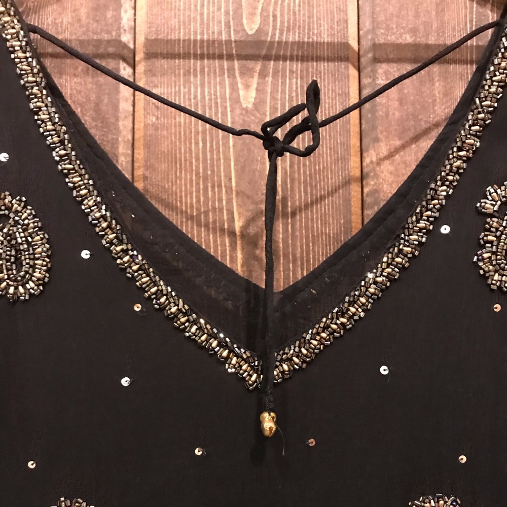 Free People style Sheer Sequins Embroidery Tunic - Picture 3 of 6